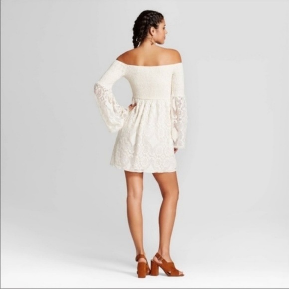 Long-Sleeve Lace Off-the-Shoulder Dress - Picture 6 of 6